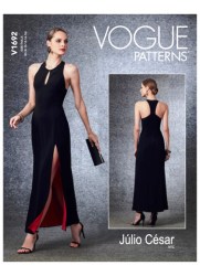 1692 Vogue Júlio César NYC    Designer Close Fit Sleeveless Slit Floor Dress Pattern 16-24 New